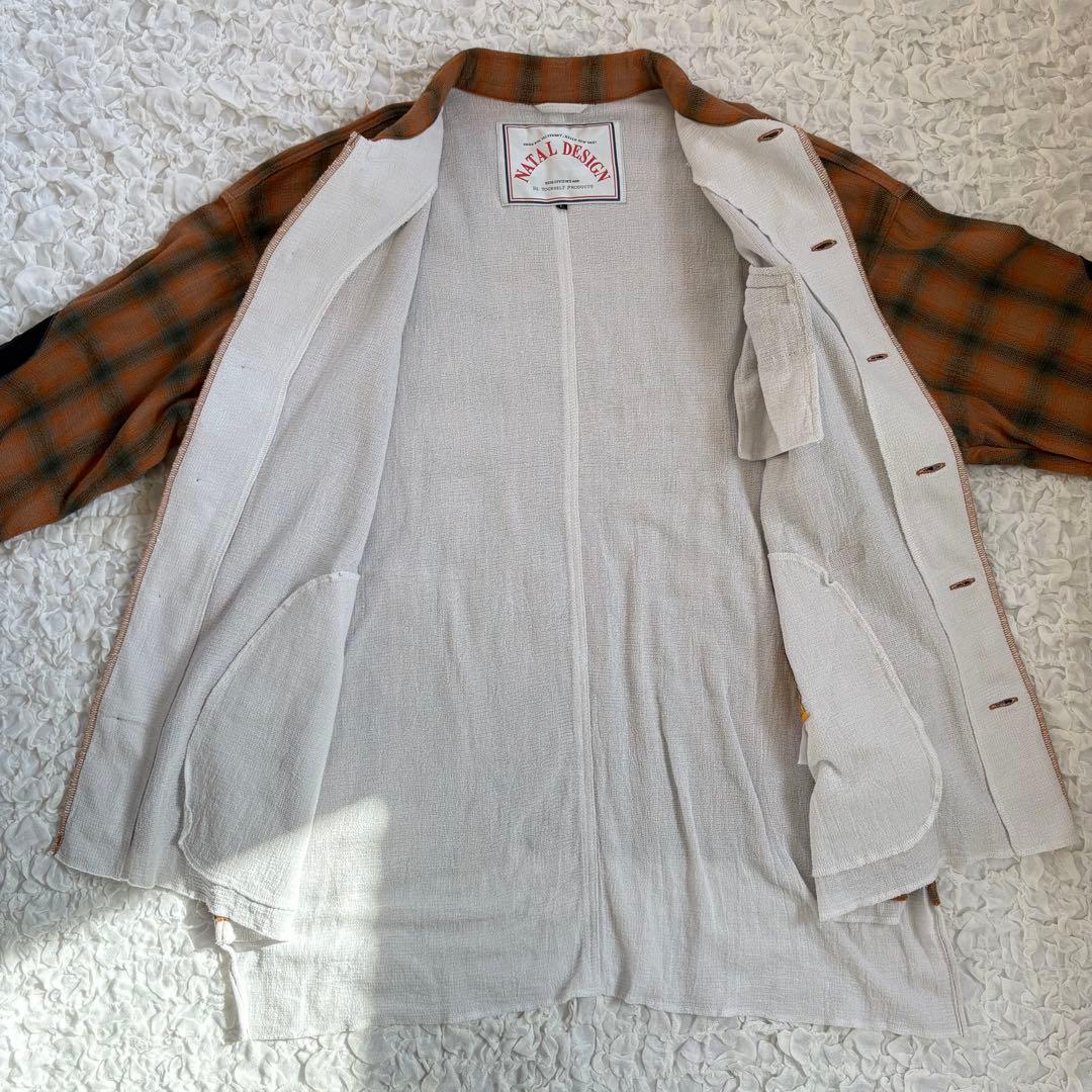 美品　natal design エルボーパッチオンブレチェックシャツジャケット