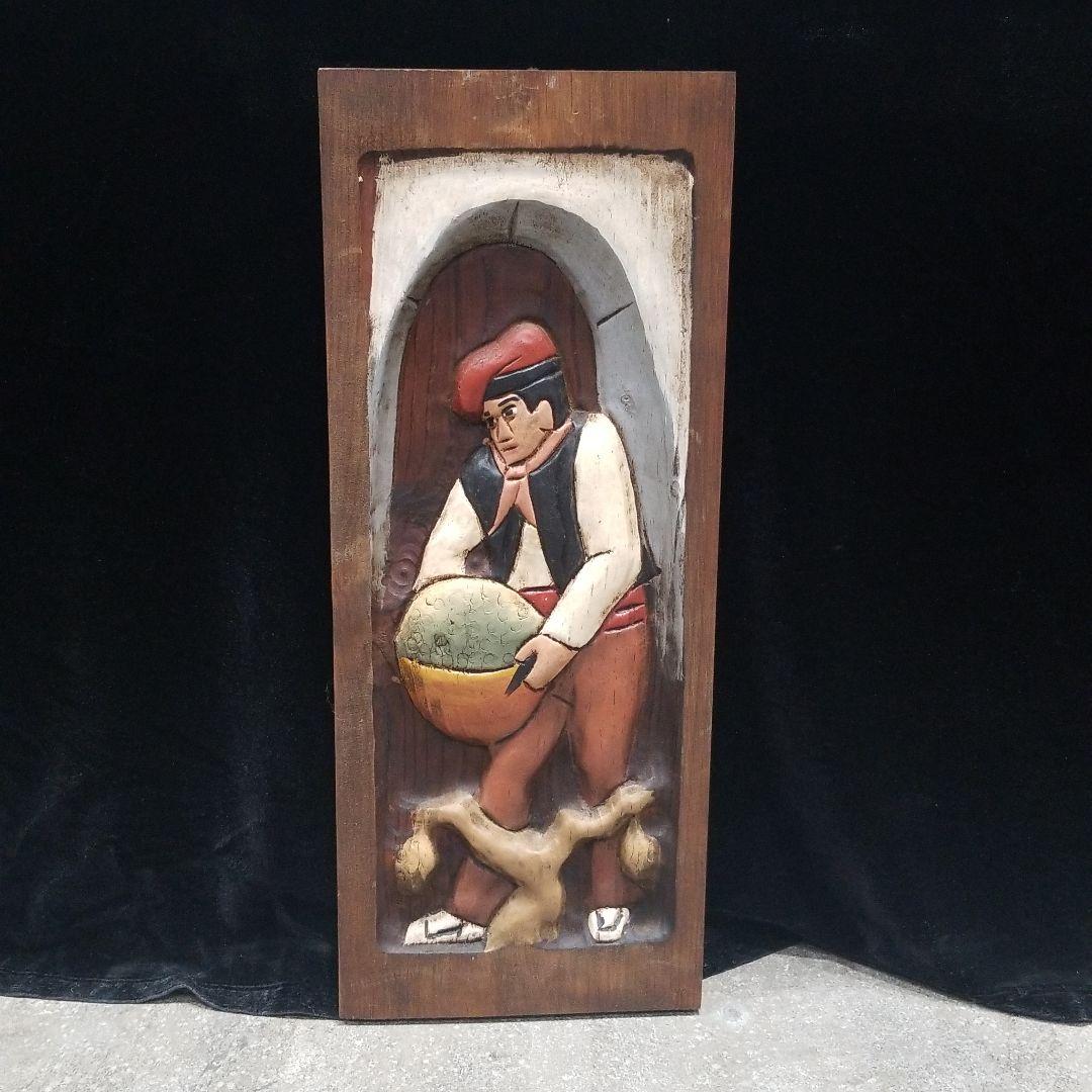 壁掛け　木彫　装飾　イタリア