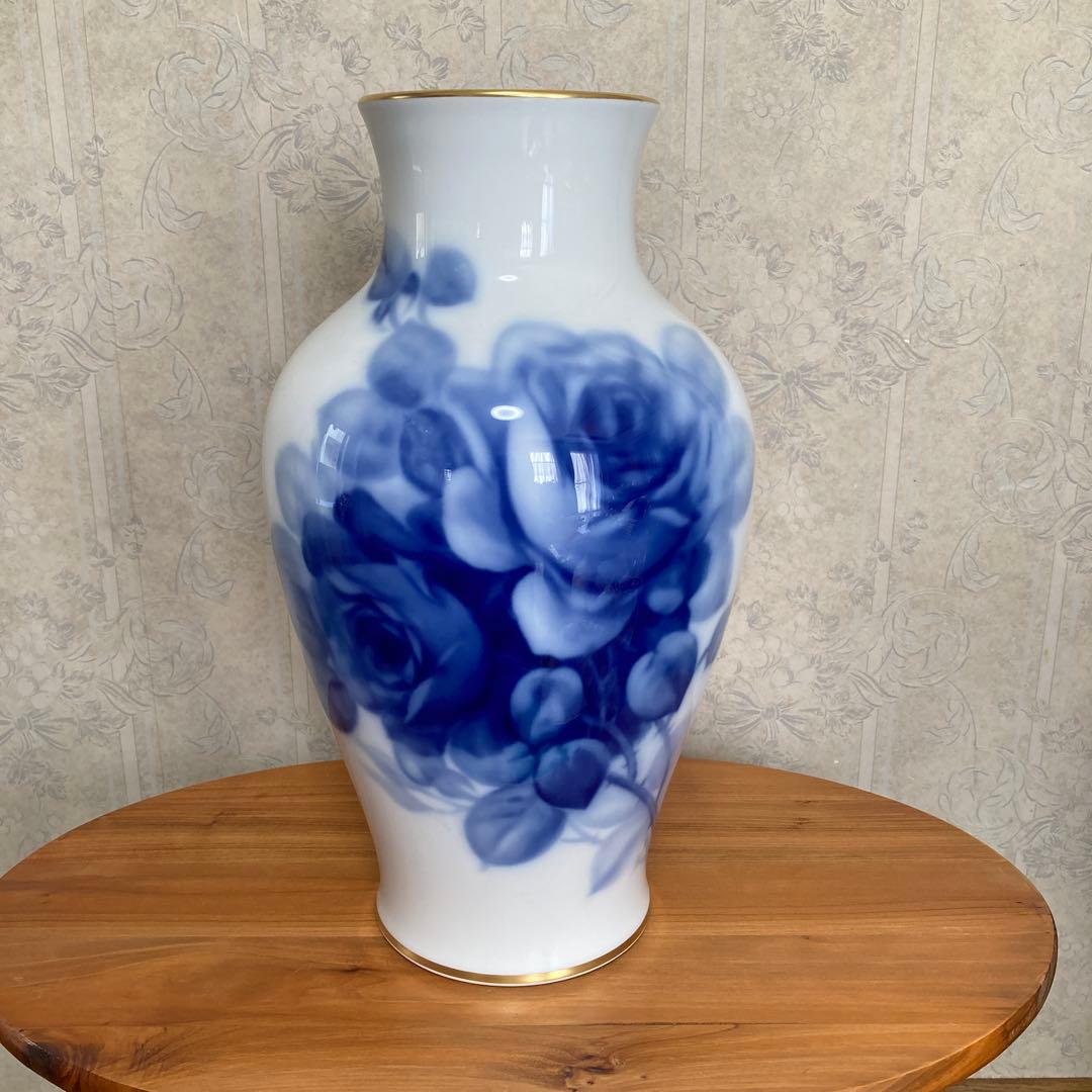 大倉陶園　ブルーローズ　花瓶　特大サイズ