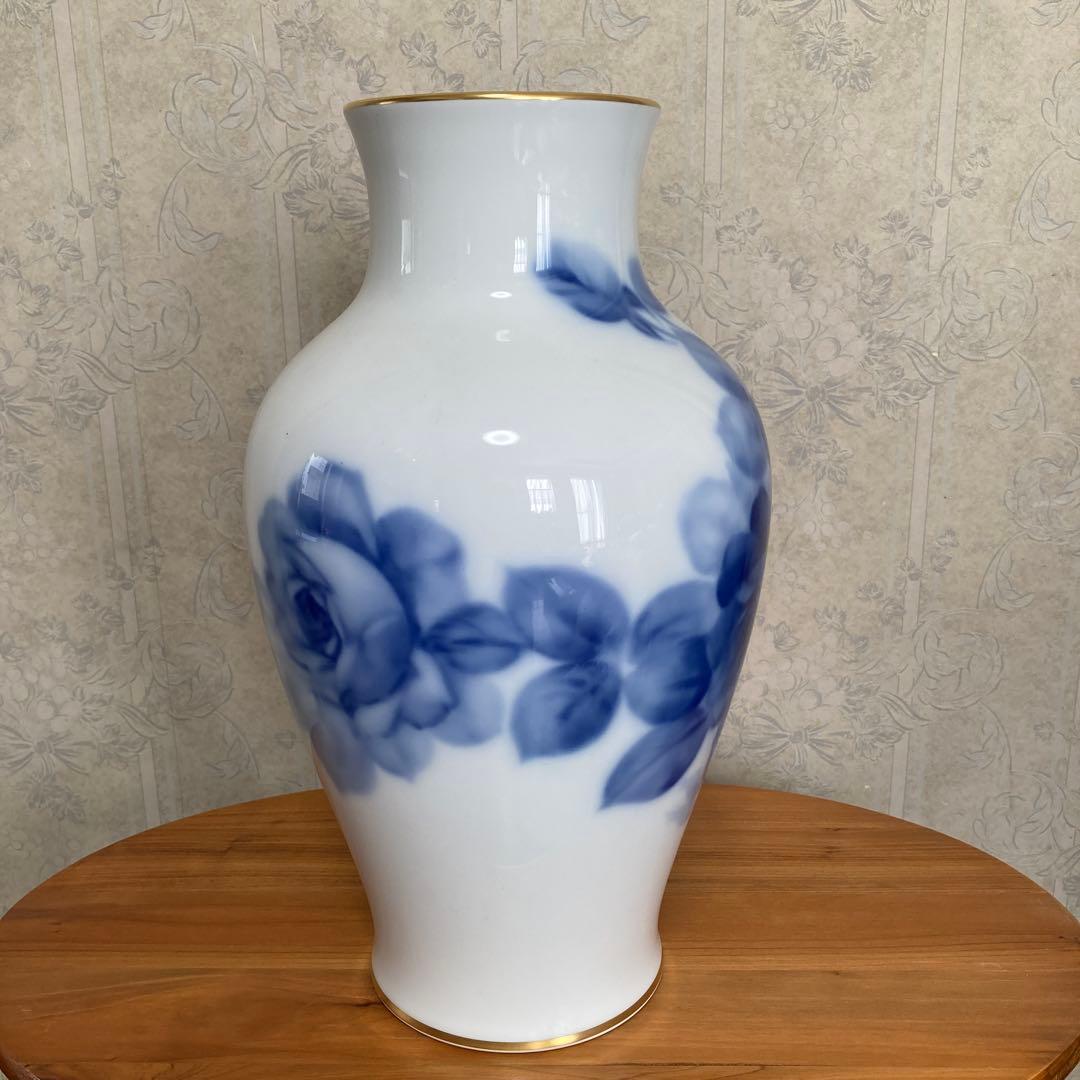 大倉陶園　ブルーローズ　花瓶　特大サイズ