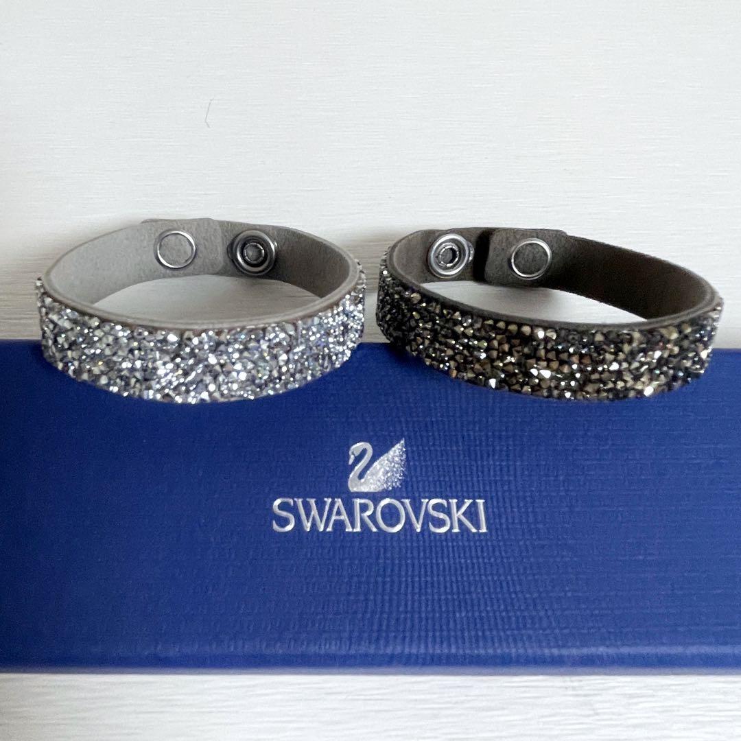 メ*7様 希少【新品】スワロフスキー ブレスレット 2点セット クリスタル レザ