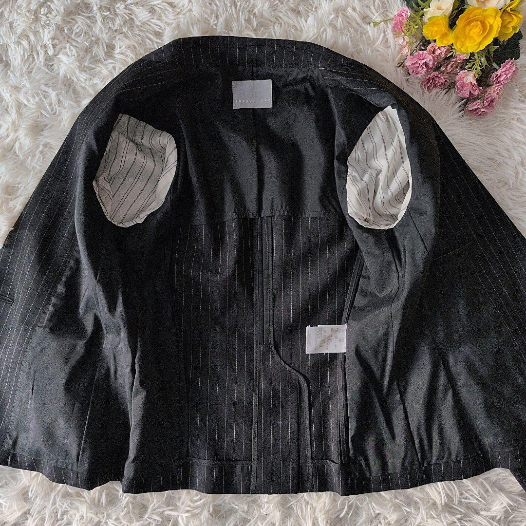 日本製 セオリーリュクスꕤストレッチ セットアップ ストライプジャケット パンツ