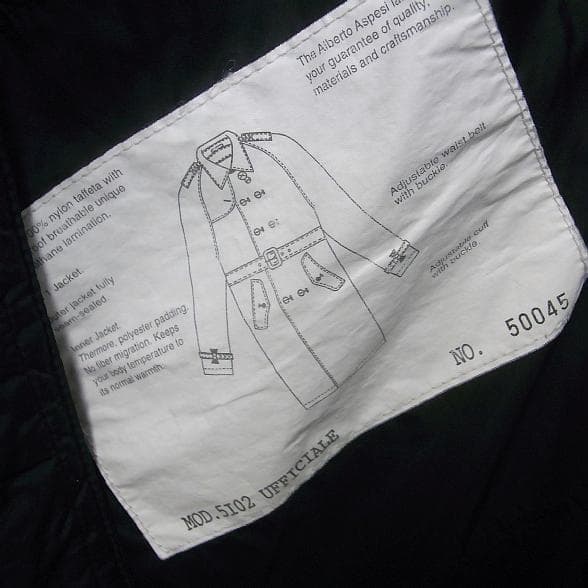 アスペジ ASPESI 中綿ライナー付き ナイロン トレンチコート ジャケット