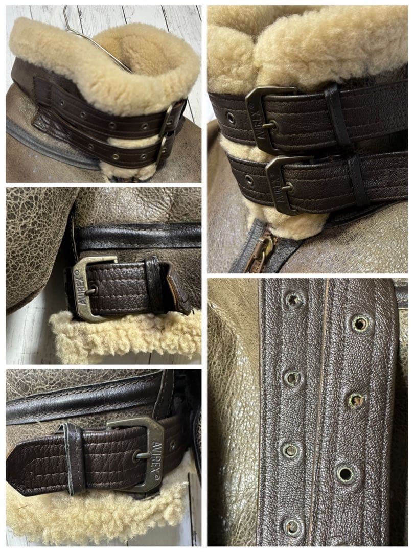 【AVIREX☆B3リアルムートン】フライトジャケット☆USA製☆L ブラウン