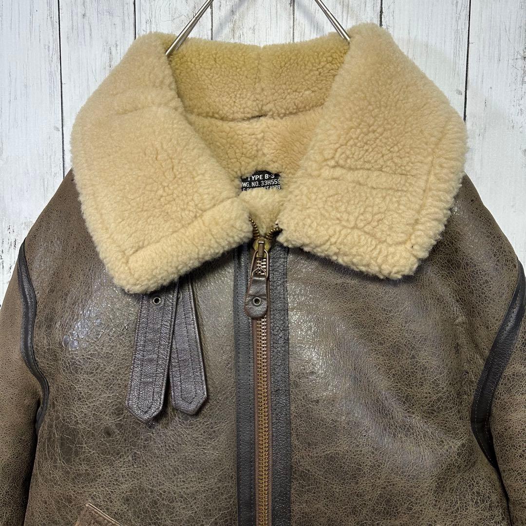 【AVIREX☆B3リアルムートン】フライトジャケット☆USA製☆L ブラウン