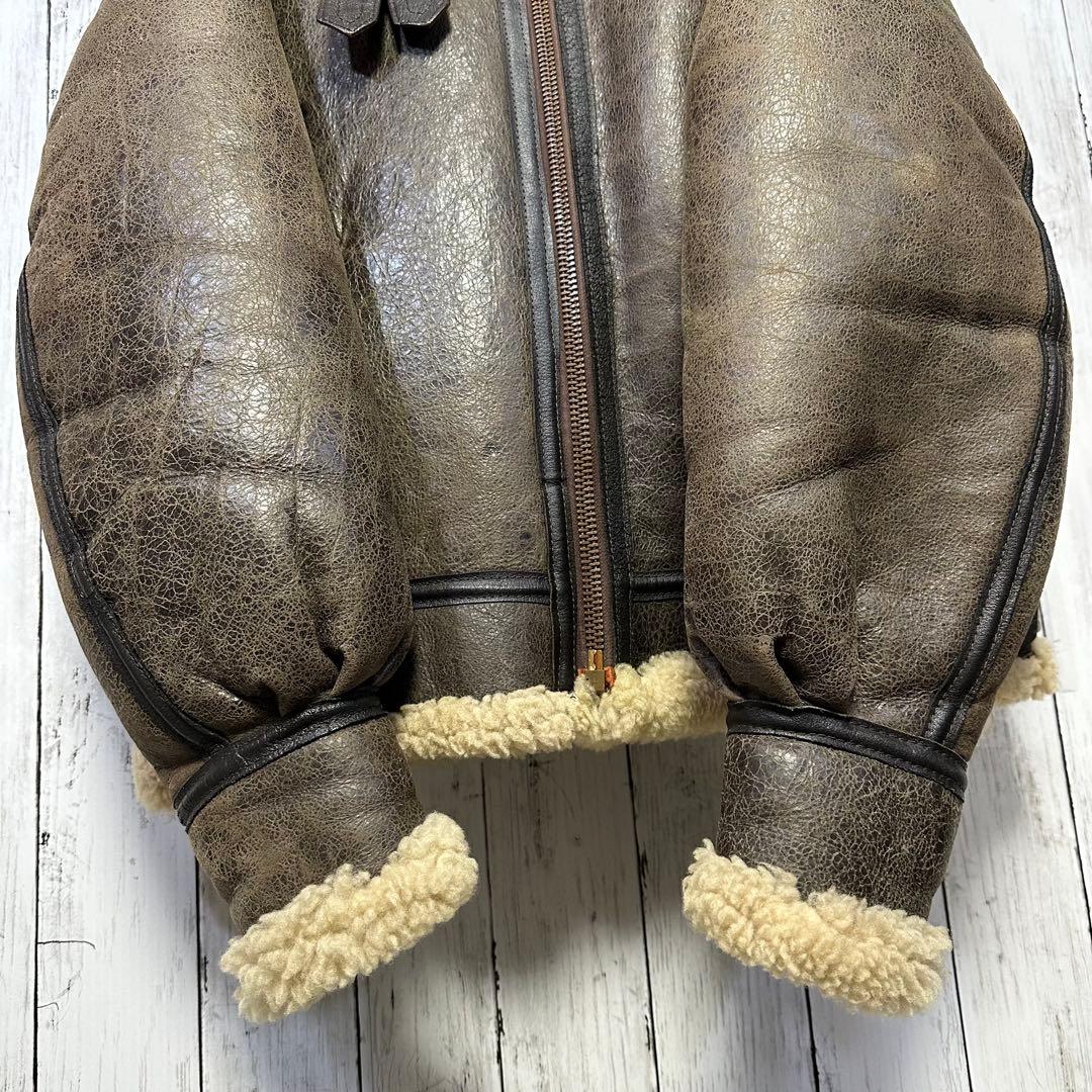 【AVIREX☆B3リアルムートン】フライトジャケット☆USA製☆L ブラウン