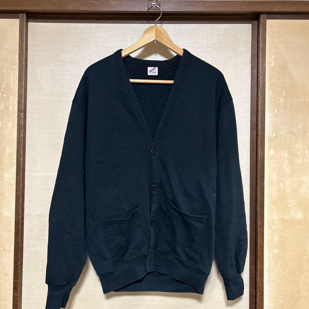 90s USA製JERZEES 黒 カーディガン ワンサイズ