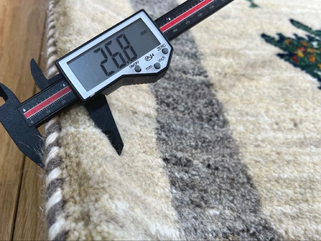 【キャンペーン】ペルシャ　ギャッベ　174×120　アイボリー　ベージュ　孔雀