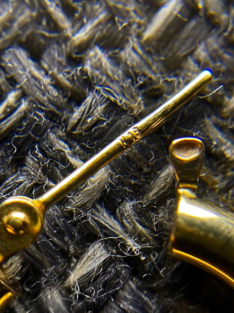 K18 刻印 フープ ピアス 両耳 ゴールド 1.38g