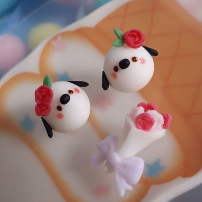 バラ髪飾り♡仲良しシマエナガ&花束