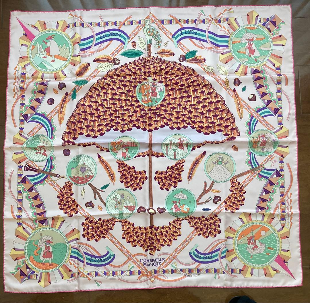 【希少】HERMES エルメス　スカーフ カレ90 魔法の杖傘