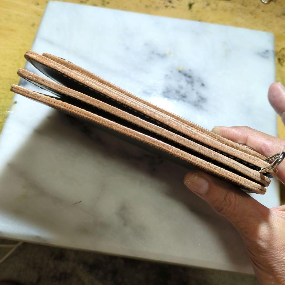 姫路ヌメ革 ハンドメイド トラッカーウォレット 長財布 ロングウォレット 黒