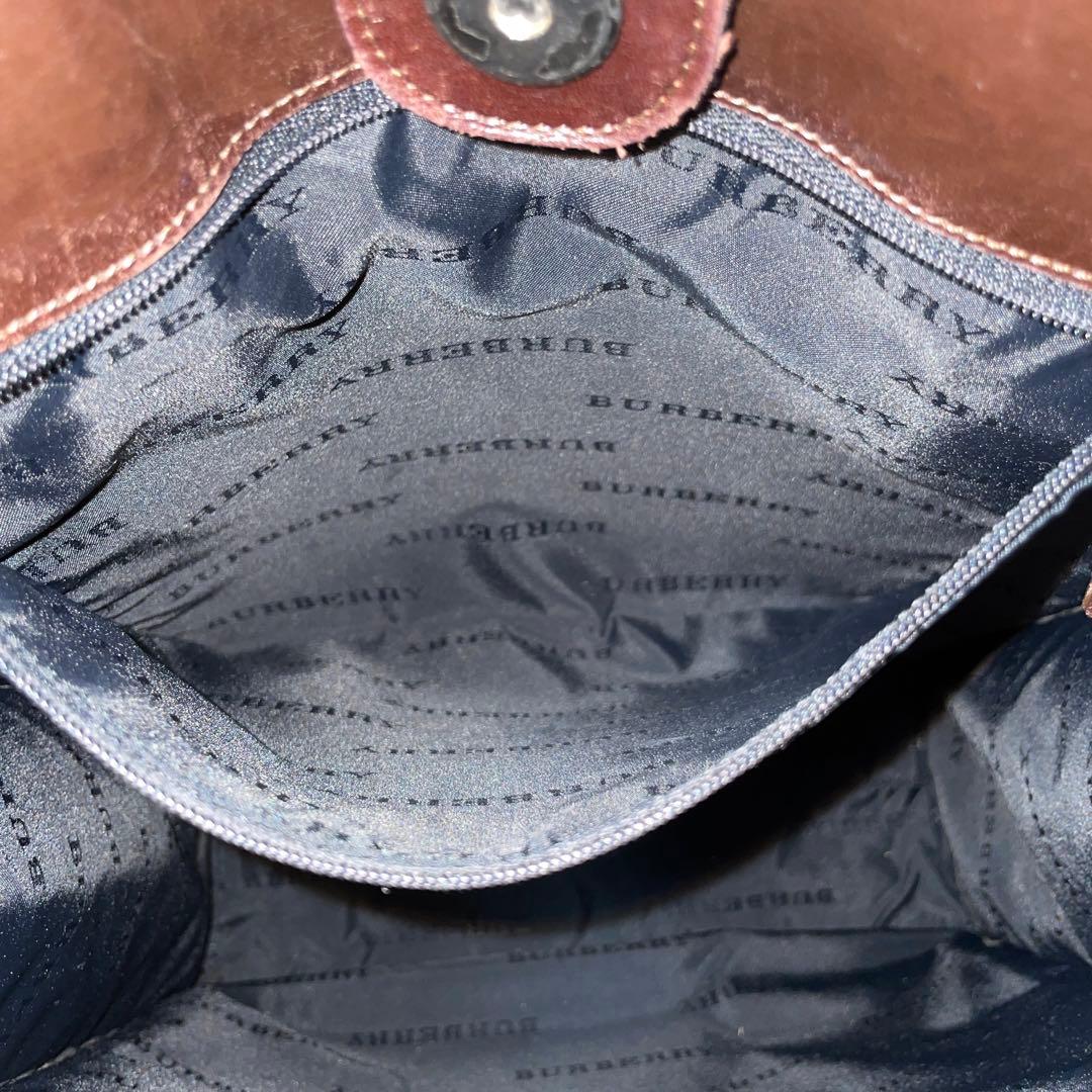 【良品】Burberry バーバリー　トートバッグ　キャンバス　レザー　チェック