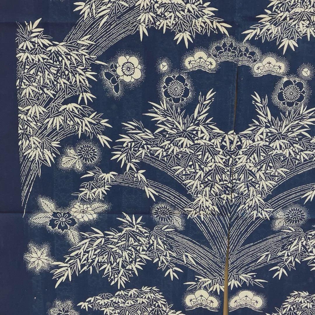 藍染 暖簾❣️本当に良い物をお探しの方❣️藍染工芸士『鈴木松男』作❣️長板藍染 ②-1
