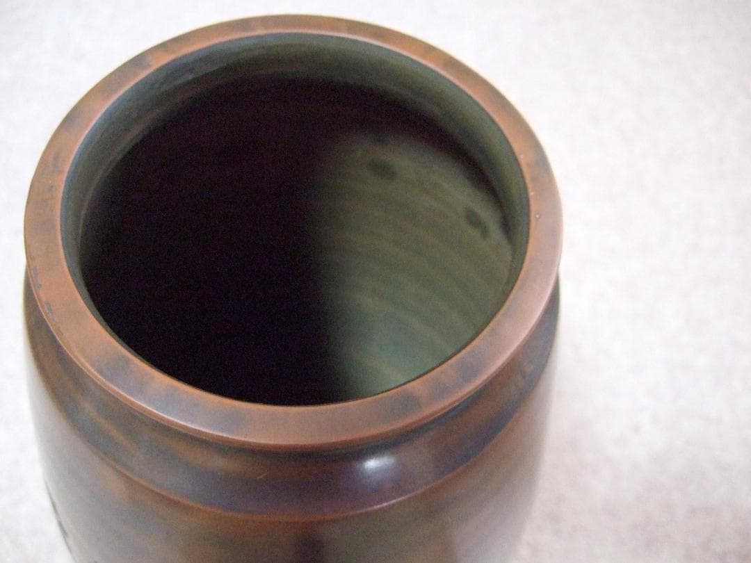 中国美術 欽州 泥興陶 山水彫刻 浮彫 窯変 飾り壺 / 富士山 花瓶 花器