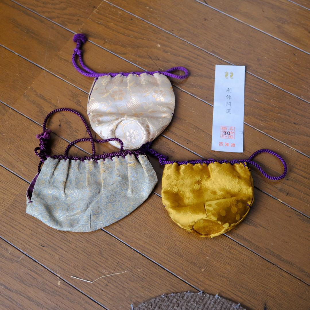 和風デザイン 茶壷・茶入用絹製巾着袋