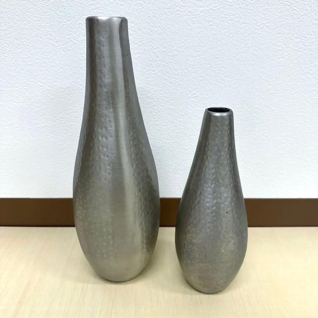 ACTUS シルバーフラワーベース大小2個セット