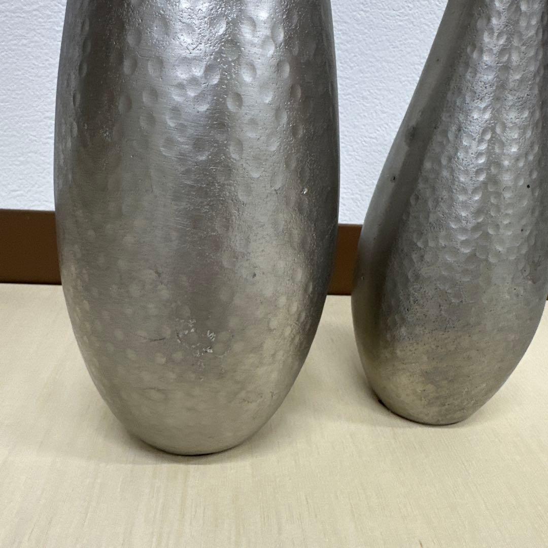 ACTUS シルバーフラワーベース大小2個セット