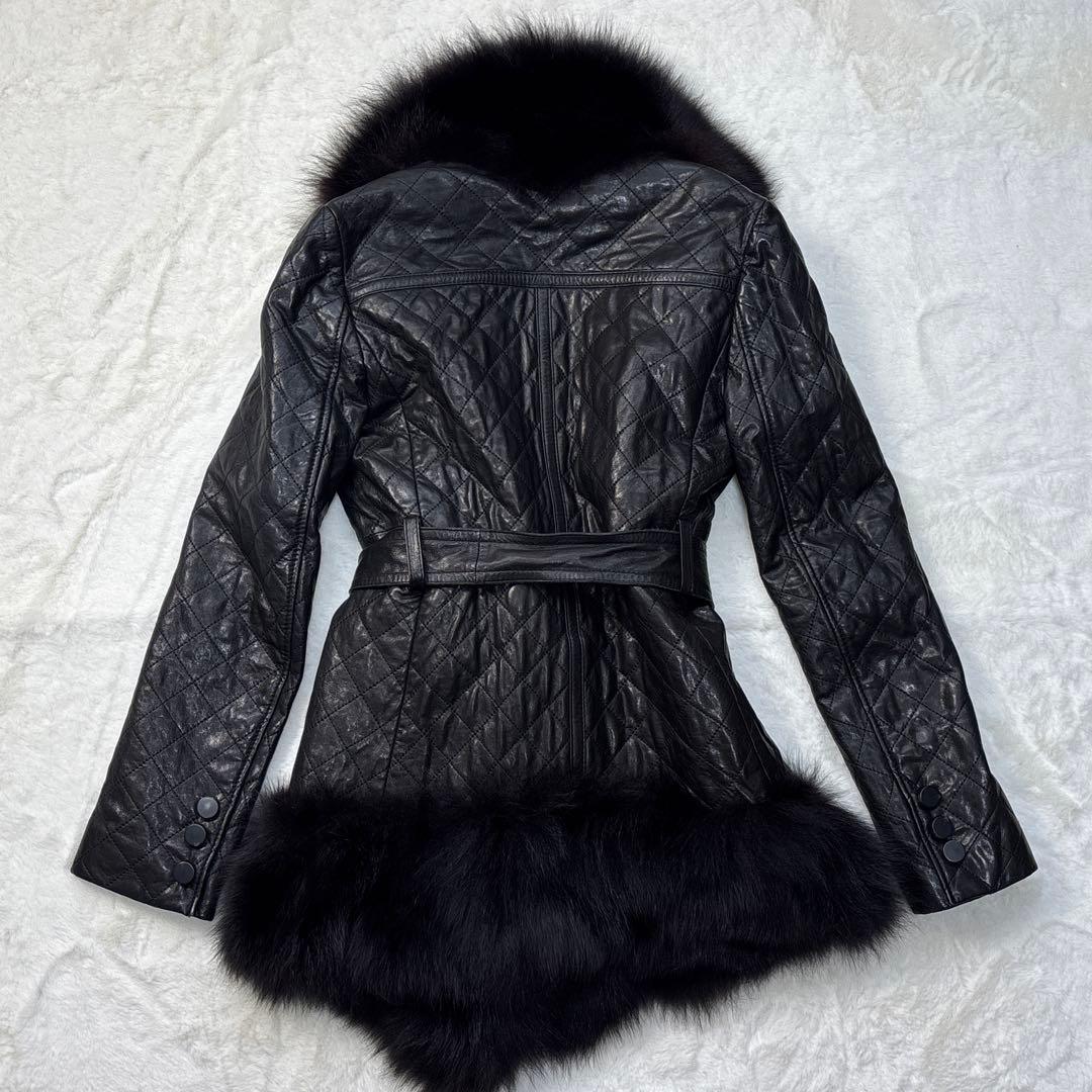 Andy アンディ 羊革 ラムレザー キルティング ファー ジャケット y2k