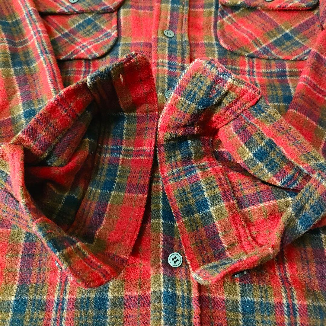 A&G アマールゲソウス クロス パッチ チェック ネルシャツ M 赤系 日本製