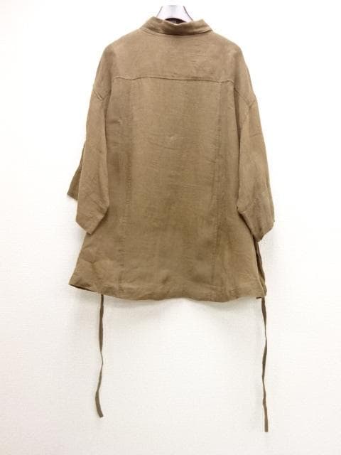 2025SS Curensology　リネンドロストシャツ　リネンシャツ　茶