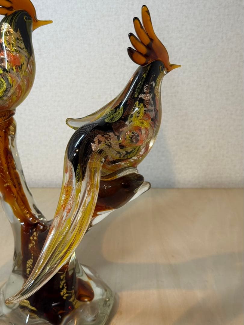 ガラス製の鳥　置物
