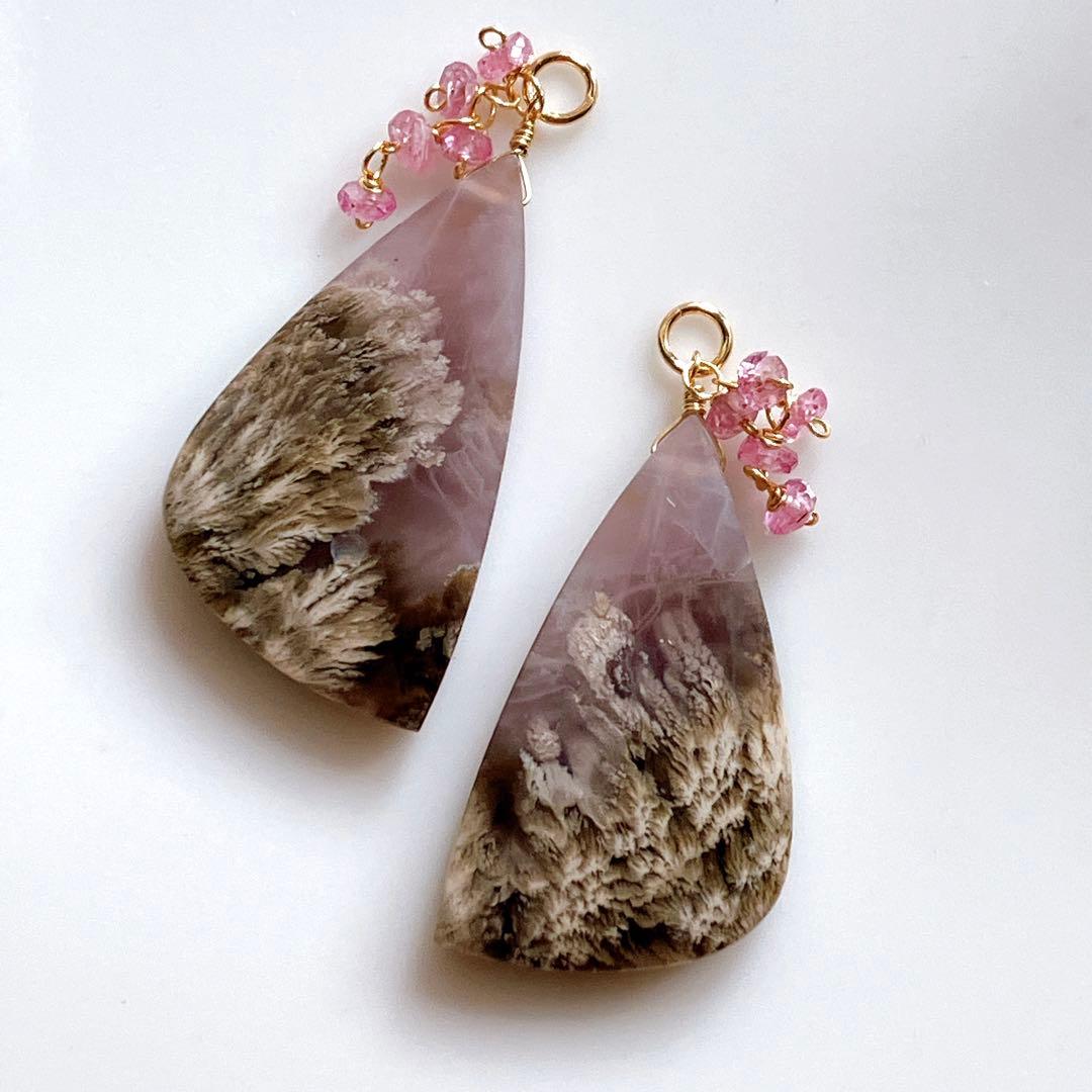 tama◆一点物✧希少✧パープルプルームアゲート×アイオライトピアス