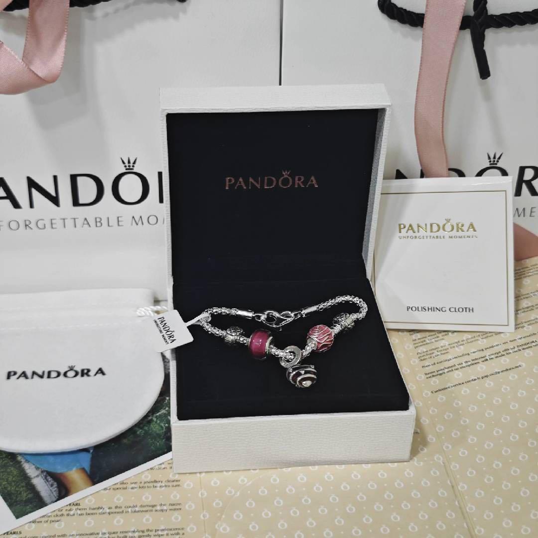 【PANDORA 】シルバー ピンク ブレスレット925 17