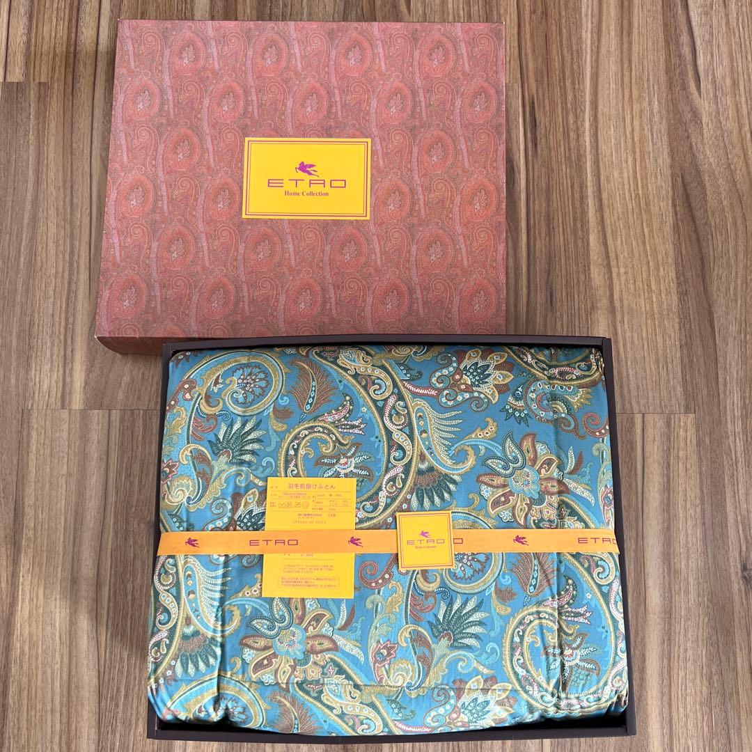 西川産業 ETRO 羽毛肌掛けふとん 日本製 ペイズリー　布団　新品