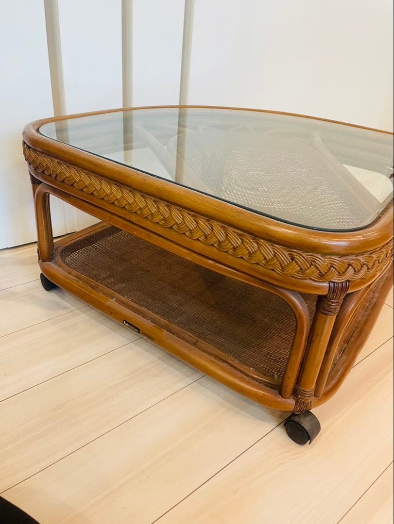 送料込み　ラタン センターテーブル 幅100cm