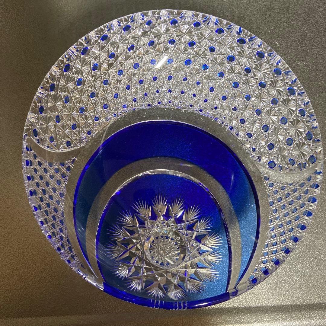 江戸切子 飾り皿 南端久司 作