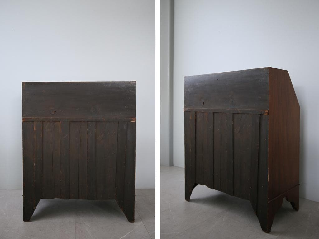 英国アンティーク木製ライティングビューロー/勉強机デスク/チェスト(92-229