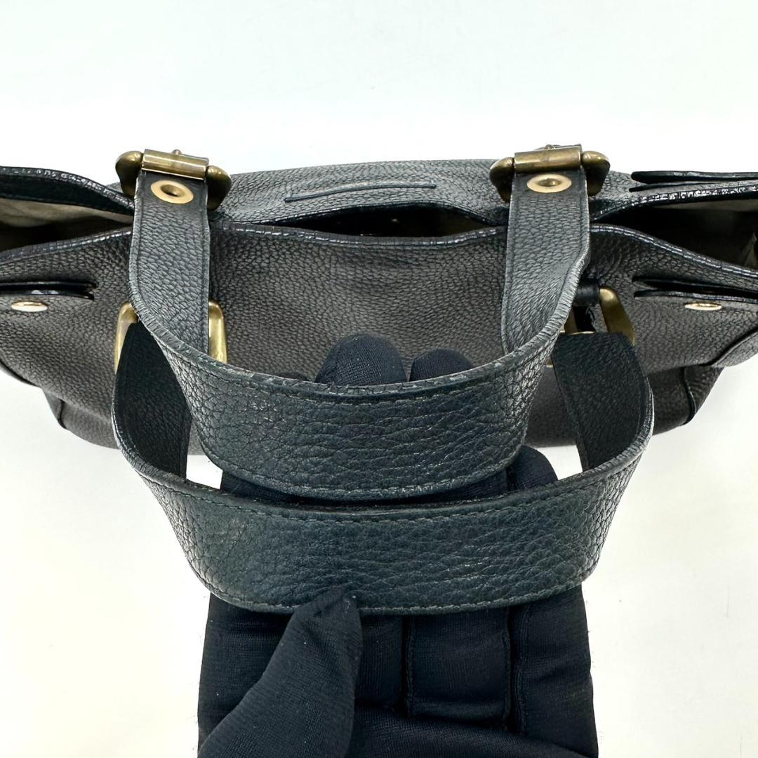 J&M DAVIDSON シボ革 A4収納可能 トートバッグ ハンドバッグ 黒