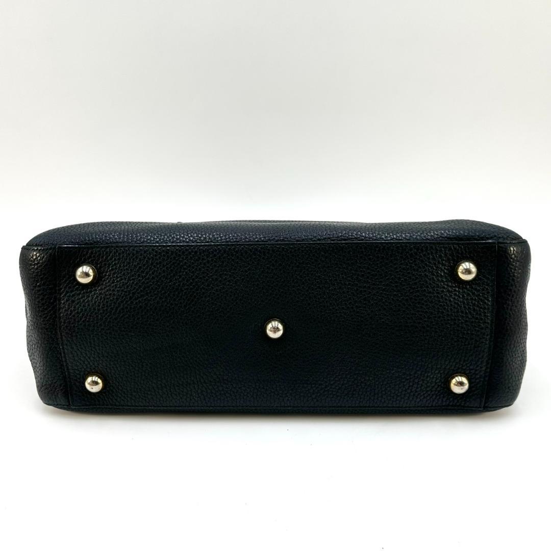 J&M DAVIDSON シボ革 A4収納可能 トートバッグ ハンドバッグ 黒