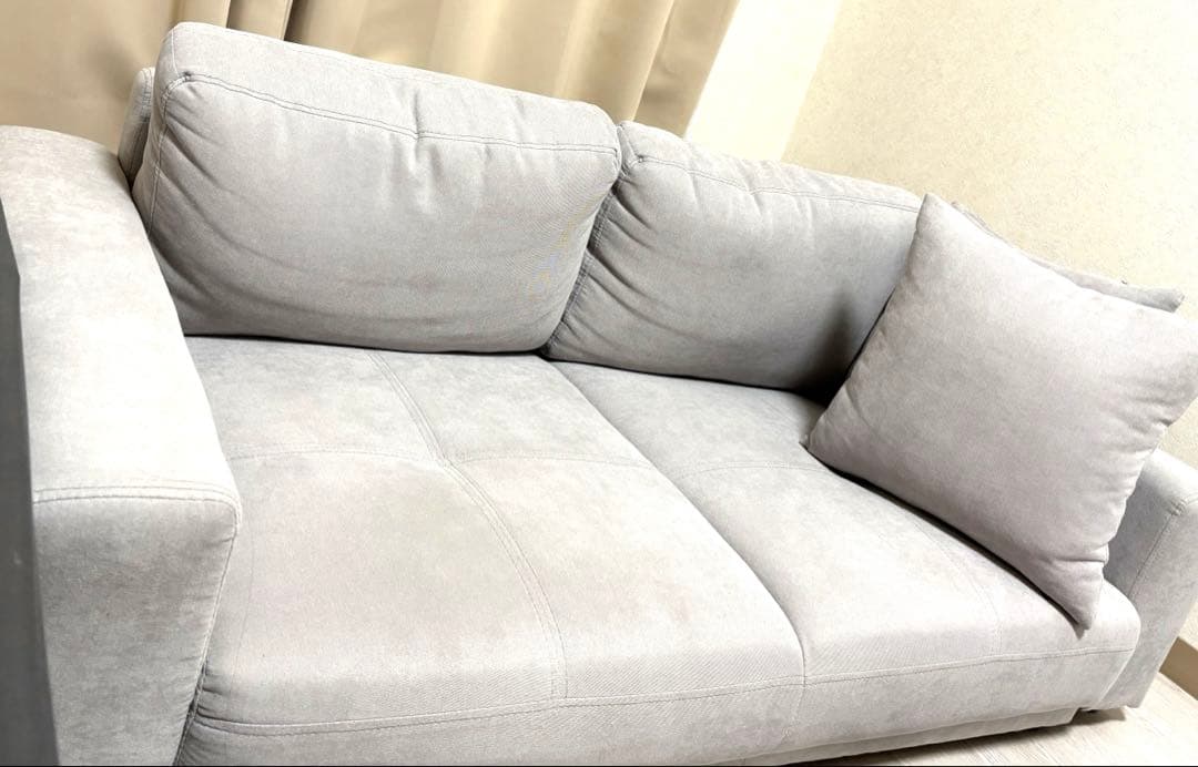 ローソファ　2人掛け 幅130 ロークッション付 ライトグレー