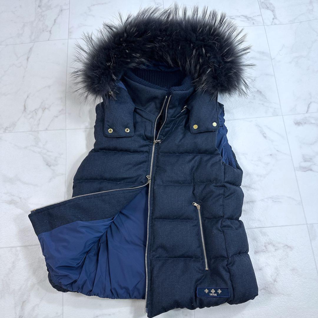 タトラス　ダウン　ベスト　LUSERA　02ネイビー　リアルファーフード　ウール