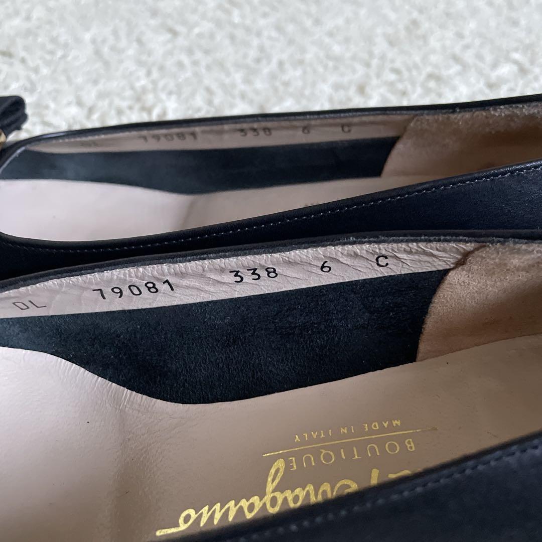 【美品】Ferragamo フェラガモ 6C黒 パンプス ヴァラ