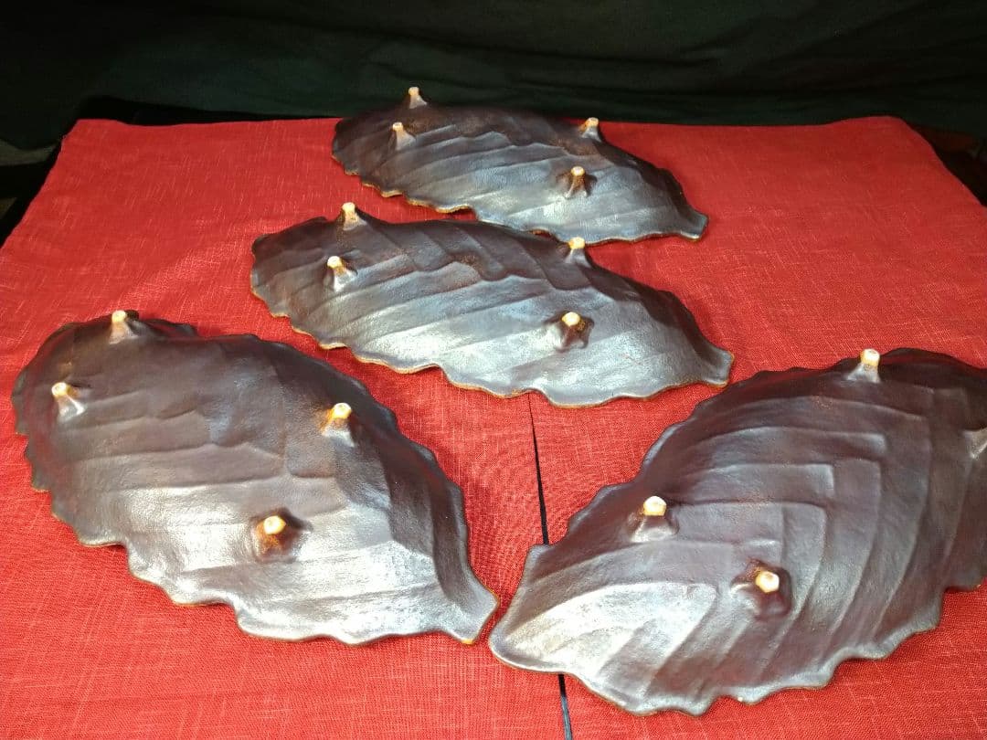 ♦プロが選ぶデザイン萬古焼大皿 ⬛南蛮一珍木の葉 ⬛４１cm特大長大皿 ２皿