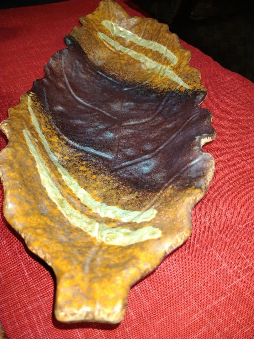 ♦プロが選ぶデザイン萬古焼大皿 ⬛南蛮一珍木の葉 ⬛４１cm特大長大皿 ２皿