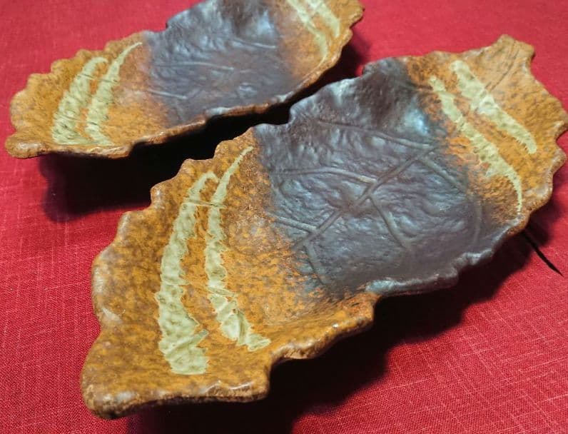 ♦プロが選ぶデザイン萬古焼大皿 ⬛南蛮一珍木の葉 ⬛４１cm特大長大皿 ２皿