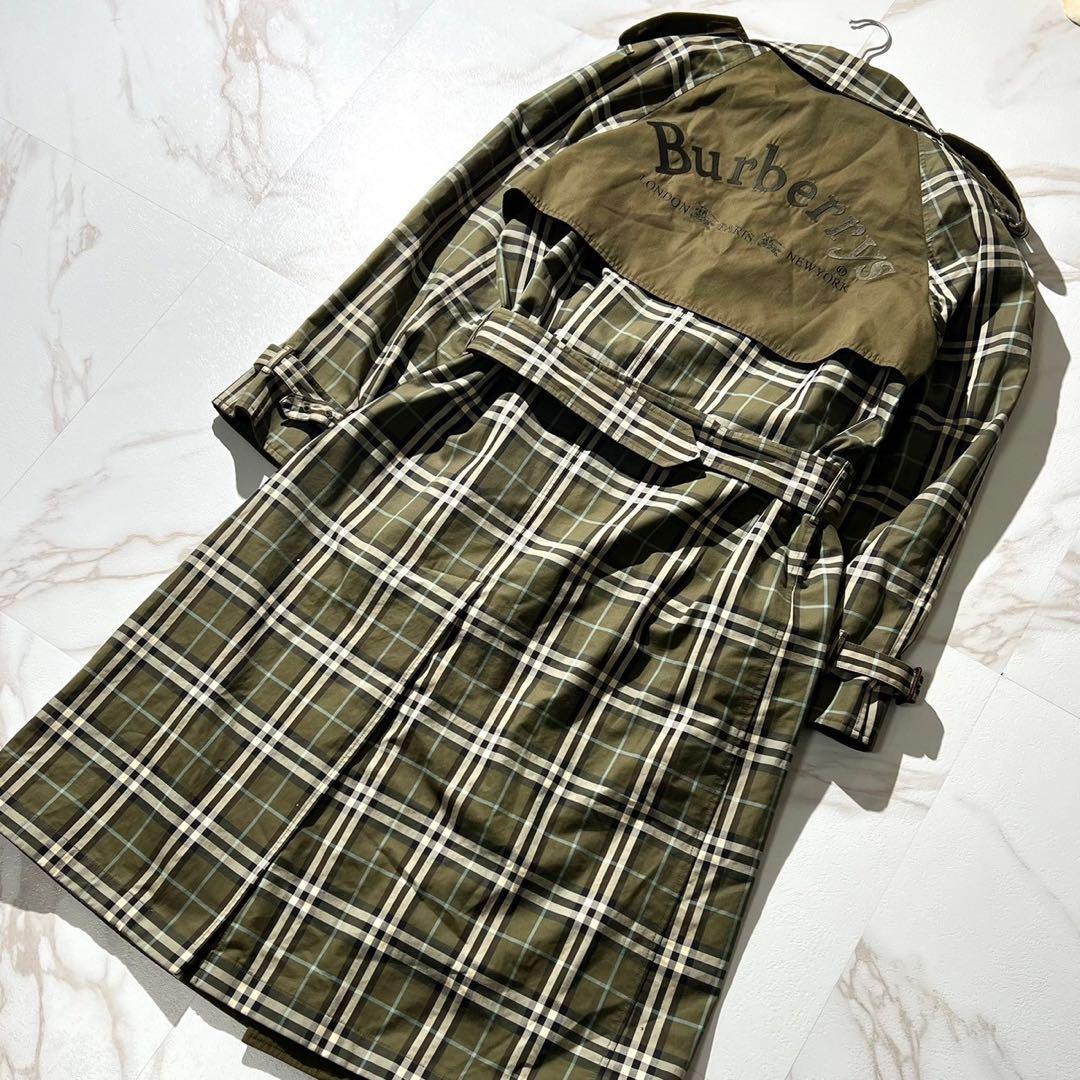 希少 BURBERRY バーバリー　リバーシブル　チェック　ロゴ　トレンチコート