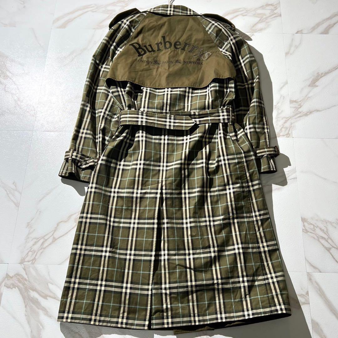 希少 BURBERRY バーバリー　リバーシブル　チェック　ロゴ　トレンチコート