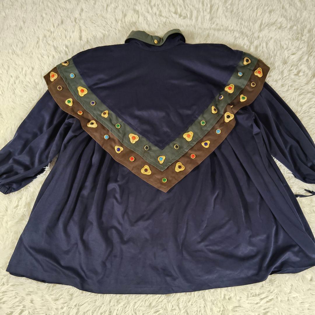 伊太利屋　ビジューコート　ネイビー　個性的　11A2　肩パッド