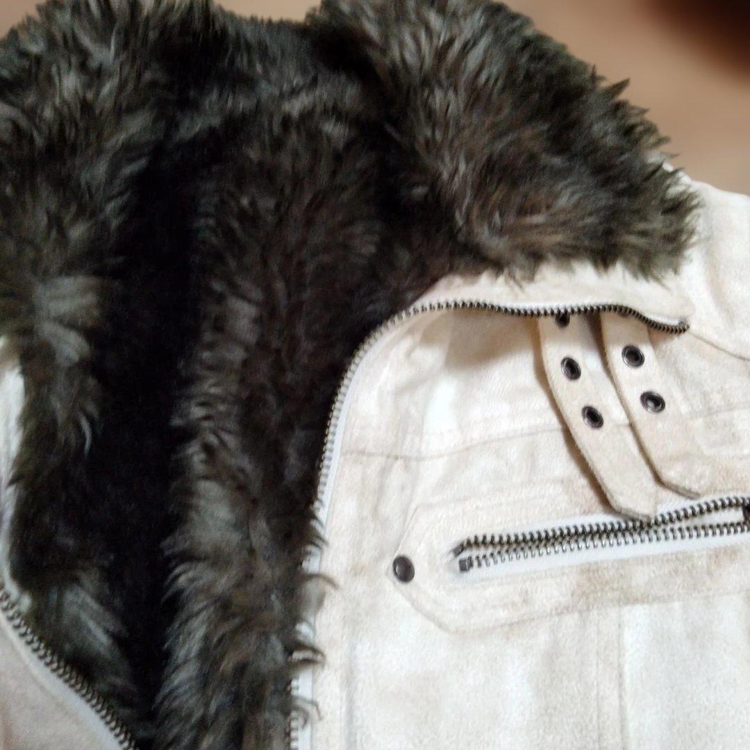 ✙y2k【SCHLUSSEL】スエード・ライダーズジャケット ホワイト