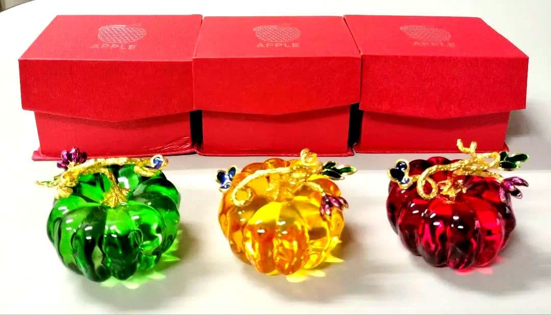 カボチャ型ガラス装飾品3点セット