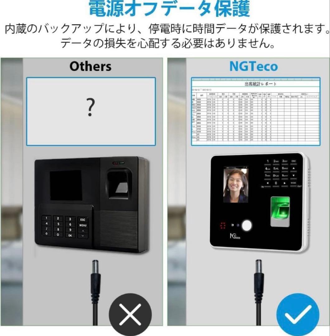 【未使用】NGTeco 多機能タイムレコーダー 顔認証 指紋認証