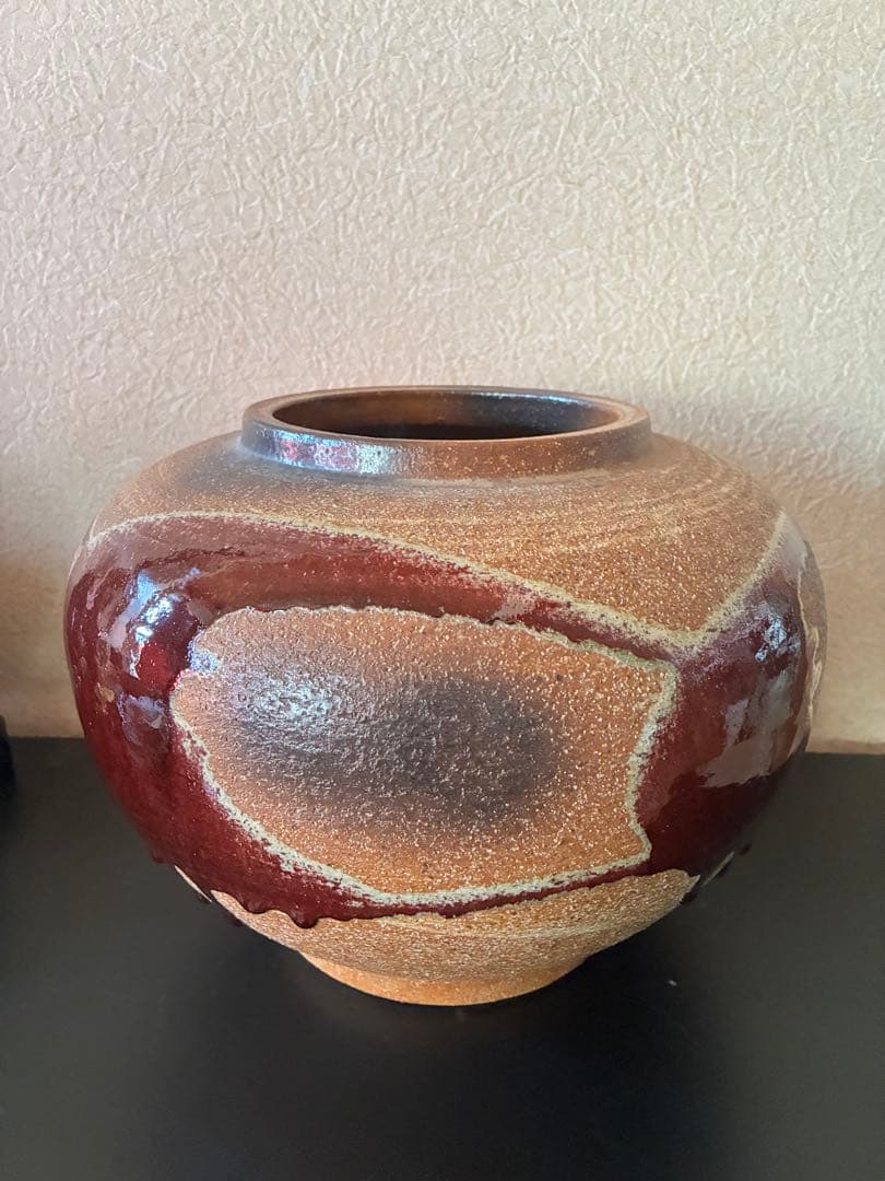 最終価格//備前焼　大きめ花瓶　壺　昭和　花瓶　ヴィンテージ