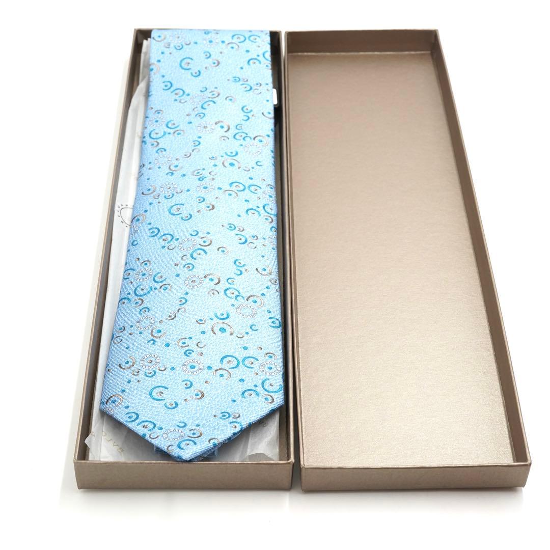 ✨新品未使用タグ付✨　BVLGARI ネクタイ　セッテピエゲ　水色　ビーゼロワン