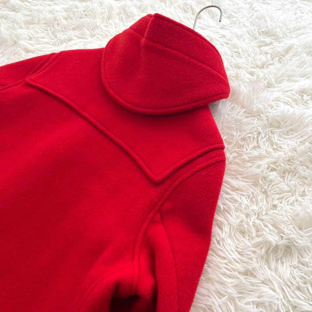 はなふう　バーバリー ダッフルコート ウール100 ノバチェック 赤