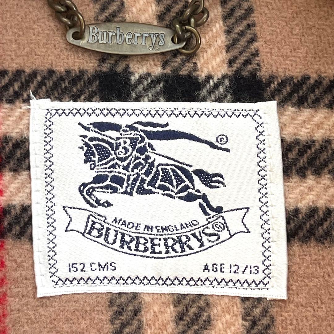 はなふう　バーバリー ダッフルコート ウール100 ノバチェック 赤